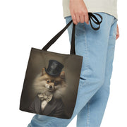 Refined Pomeranian Gentleman Tote Bag, Vintage Dog Lover Gift