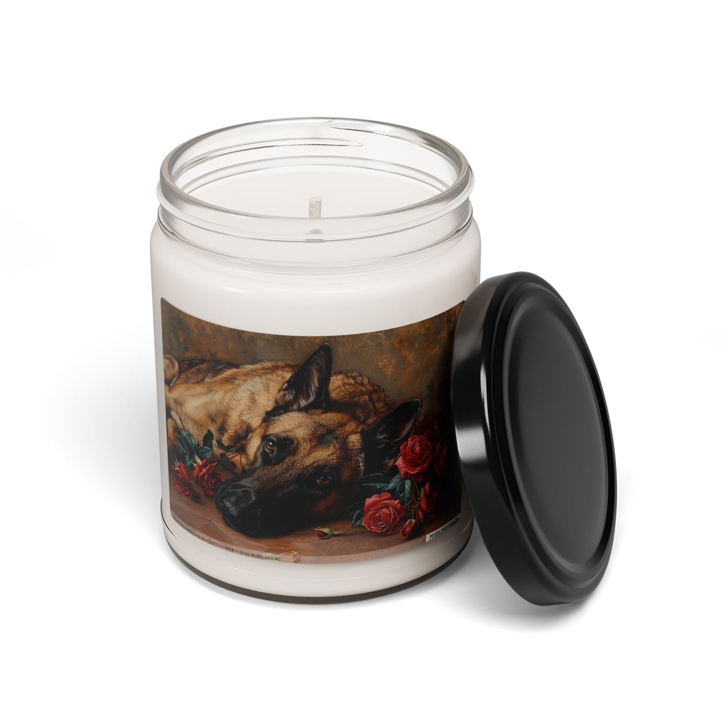 Belgian Malinois Tribute Candle with Vintage Floral Design