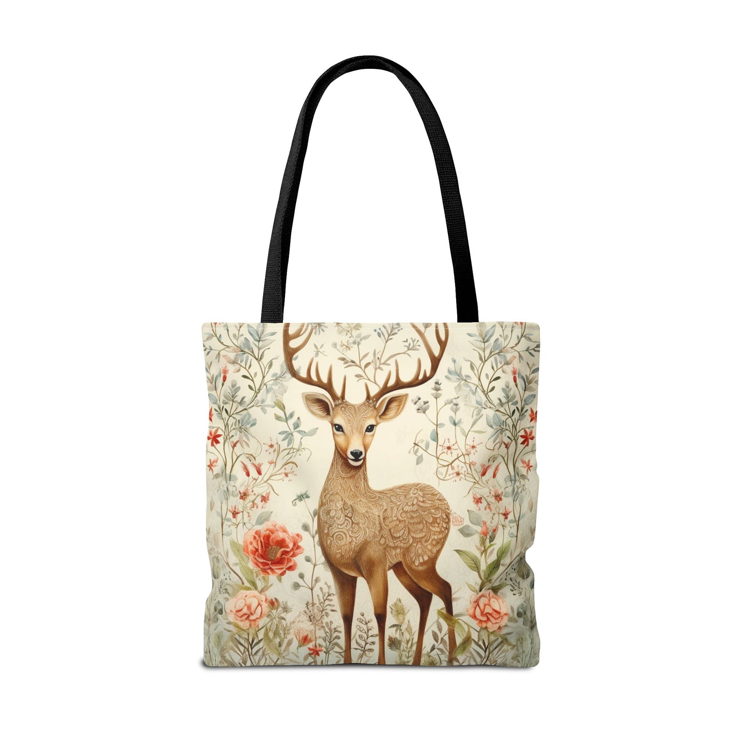 Deer Meadow Floral Tote Bag, Eco-Friendly Shopping and Book Bag