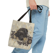 Elegant Labrador Canvas Tote Bag, Artistic Floral Design for Dog Lovers