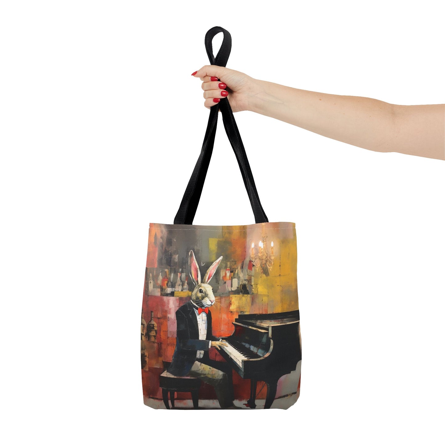 Easter Maestro Rabbit Tote Bag - Artistic Canvas Bag for Music Lovers