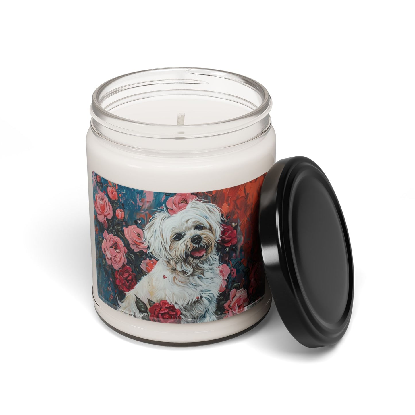 Maltese Dog Candle – Floral Art Pet Lover Gift