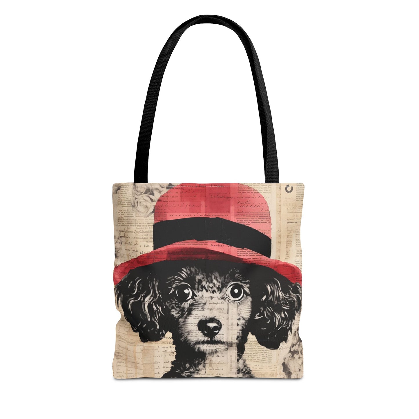 Sophisticated Poodle Tote Bag – Chic Red Hat Design Canvas Tote