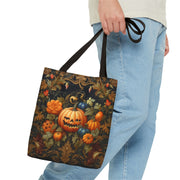 Elegant Vintage Pumpkin Halloween Tote Bag, Eco-Friendly Canvas Market Bag