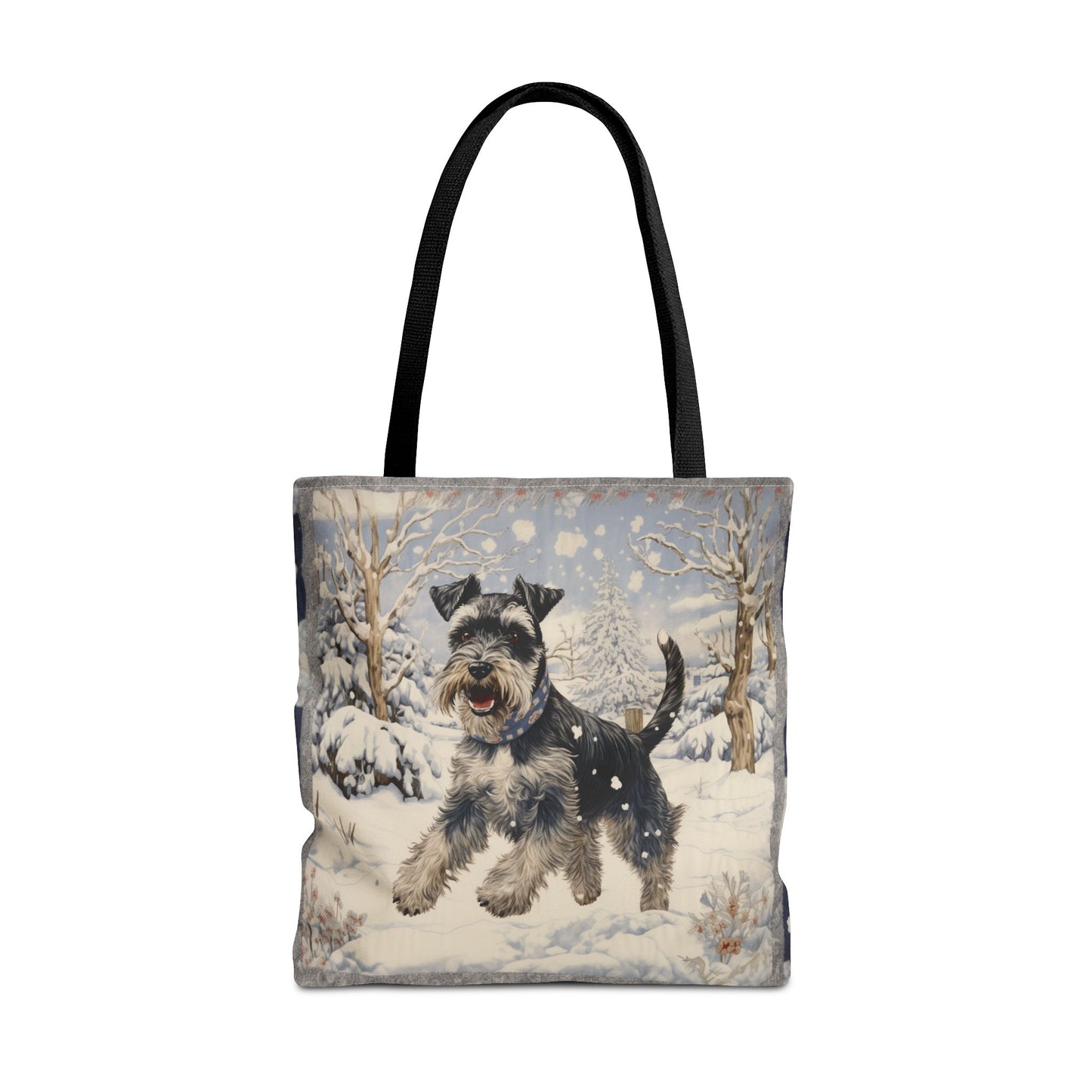 Festive Winter Schnauzer Tote Bag - Stylish Canvas Shopper