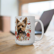 Yorkshire Terrier Mug – Adorable Yorkie with Floral and Butterfly Design