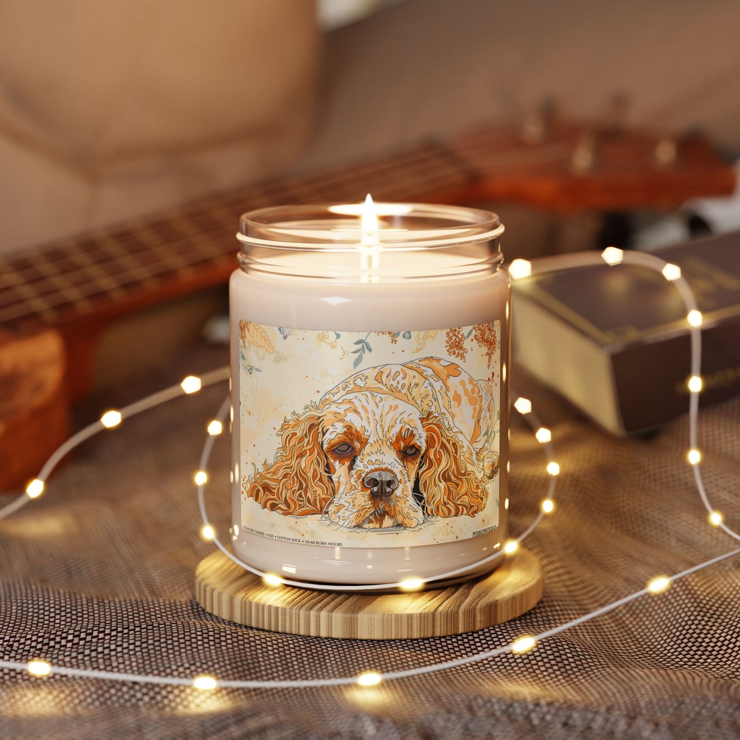 Cocker Spaniel Tribute Candle - Vintage Art Soy Gift for Pet Lovers