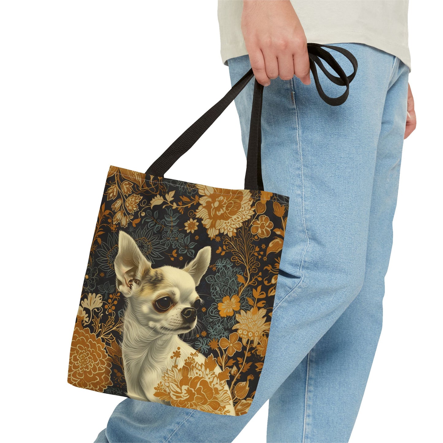 Chihuahua Floral Elegance Tote Bag, Eco-Friendly Gift for Dog Lovers