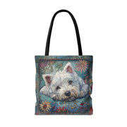 Whimsical Westie Floral Tote Bag – Perfect for Dog Lovers