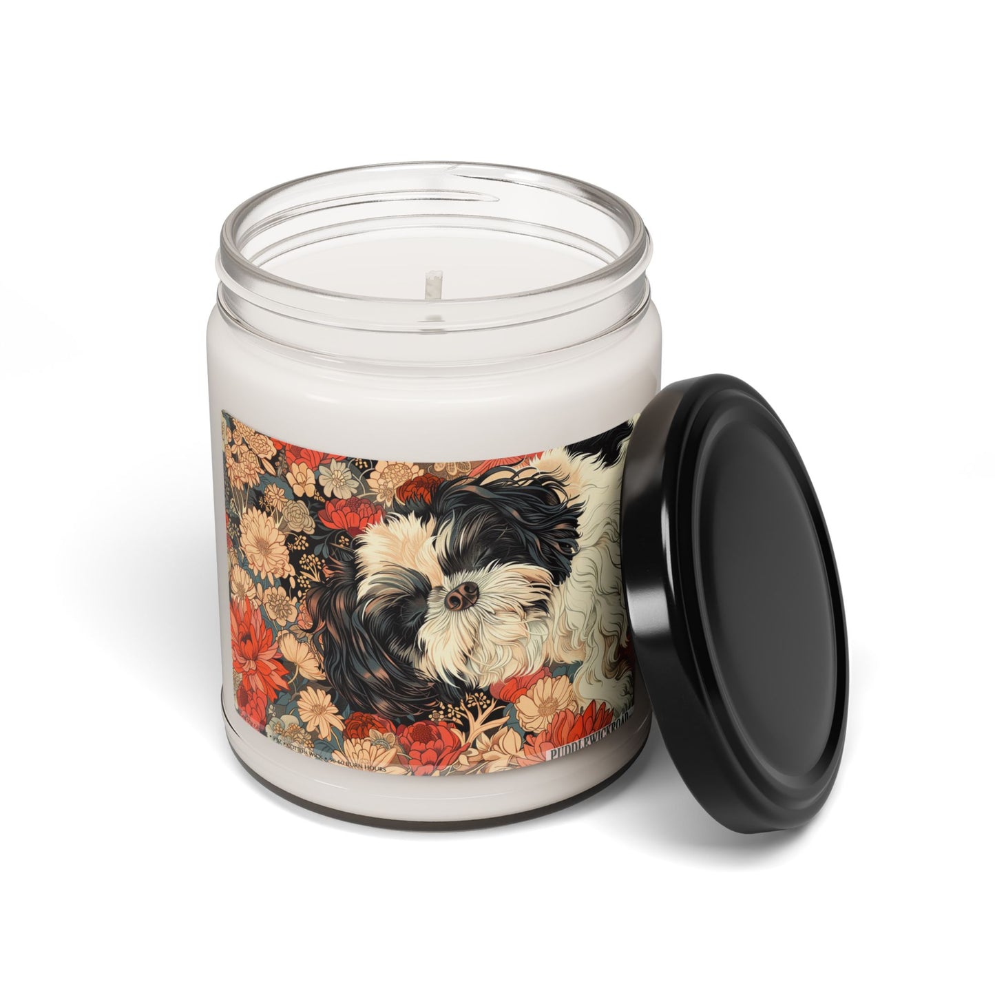 Shih Tzu Floral Vintage Candle, Pet Lover Gift, Soy Candle