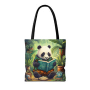 Whimsical Panda Reading Tote Bag, Eco-Friendly Shopper for Book Lovers