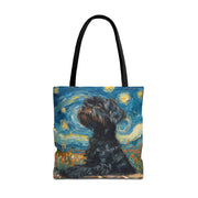 Starry Night Schnauzer Canvas Tote, Artistic Dog Lover Gift Bag