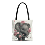 Floral Baby Elephant Tote Bag – Eco-Friendly, Versatile Canvas Bag