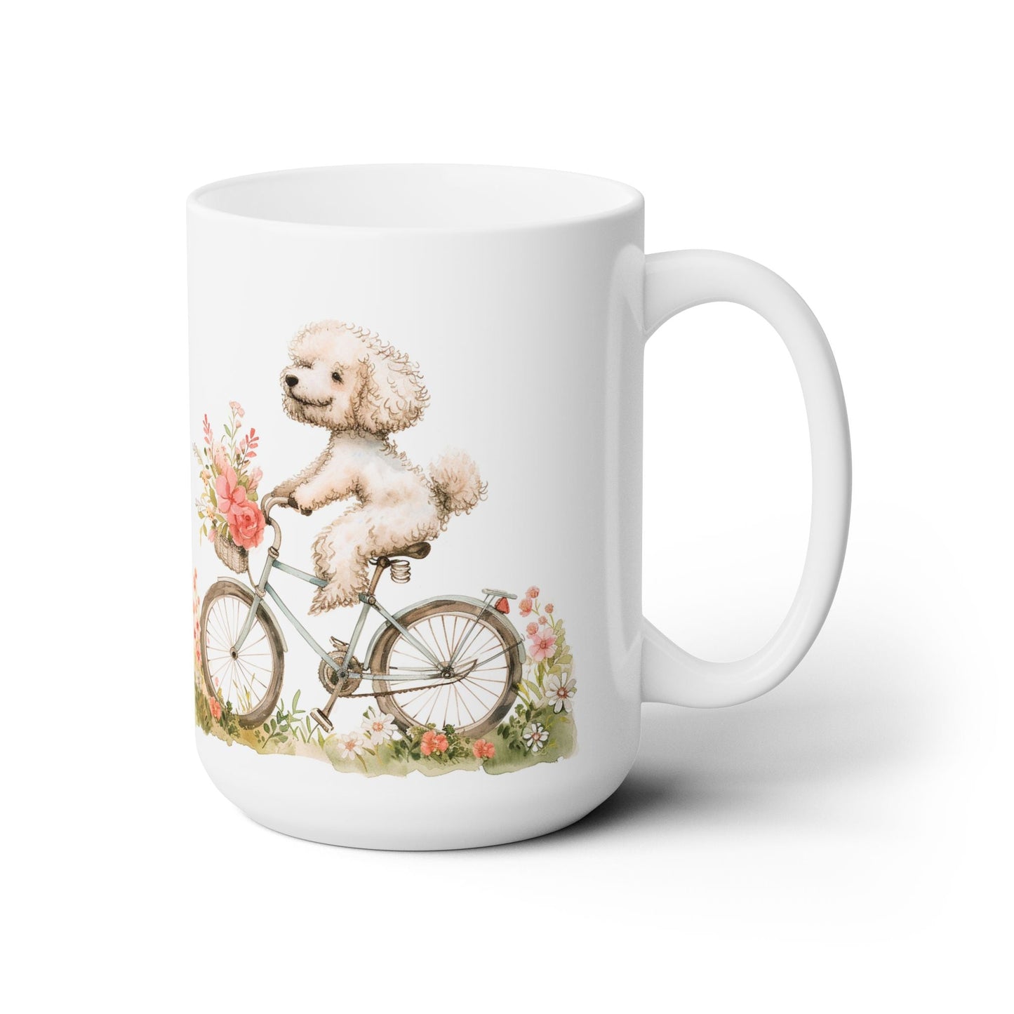 Poodle Bliss Floral Bicycle Mug – Perfect Gift for Dog Lovers