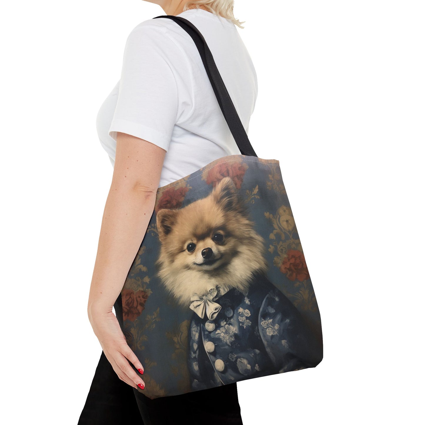 Elegant Pomeranian Tote Bag - Stylish Floral Art Canvas for Dog Lovers