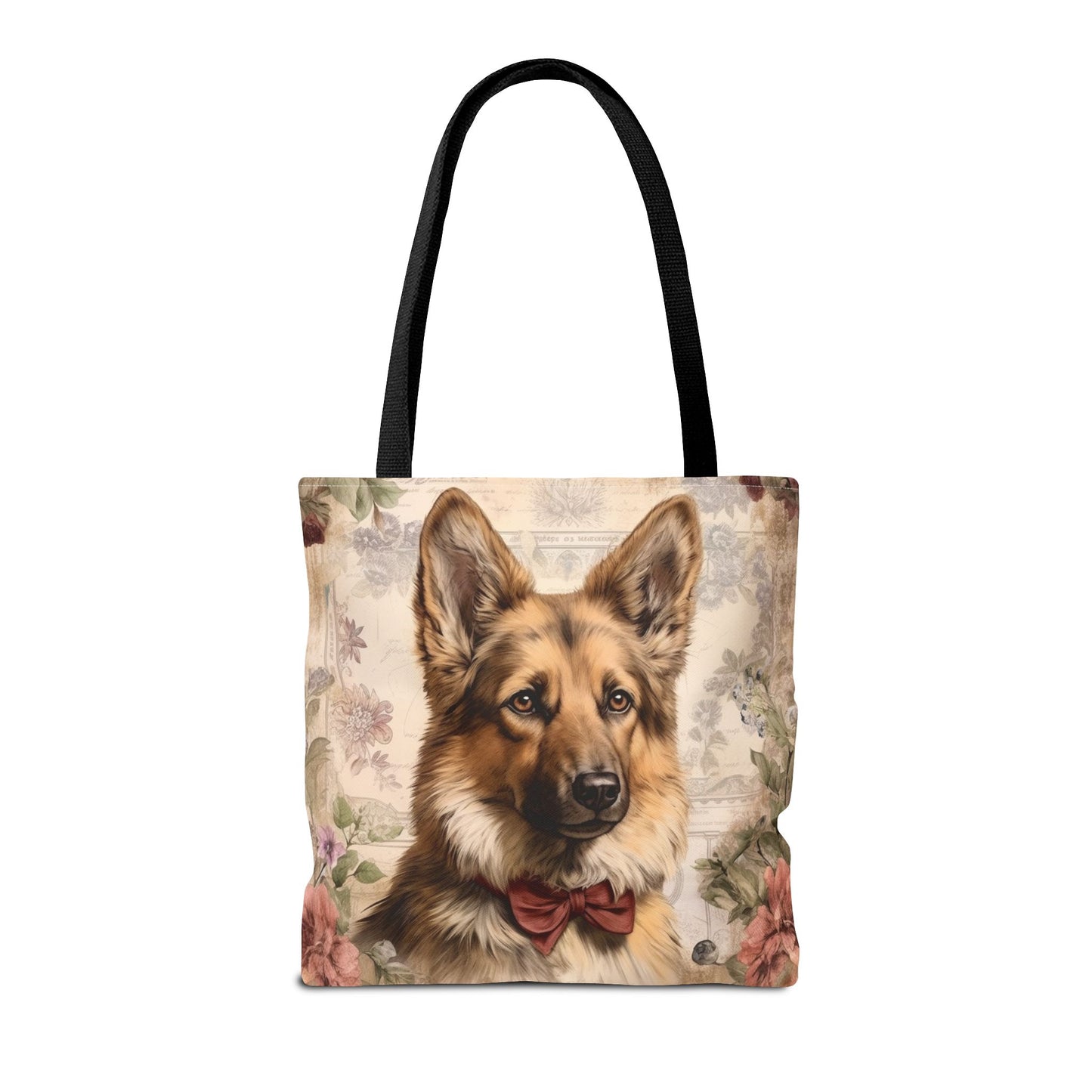 German Shepherd Floral Elegance Tote Bag – Eco-Friendly Casual Carryall