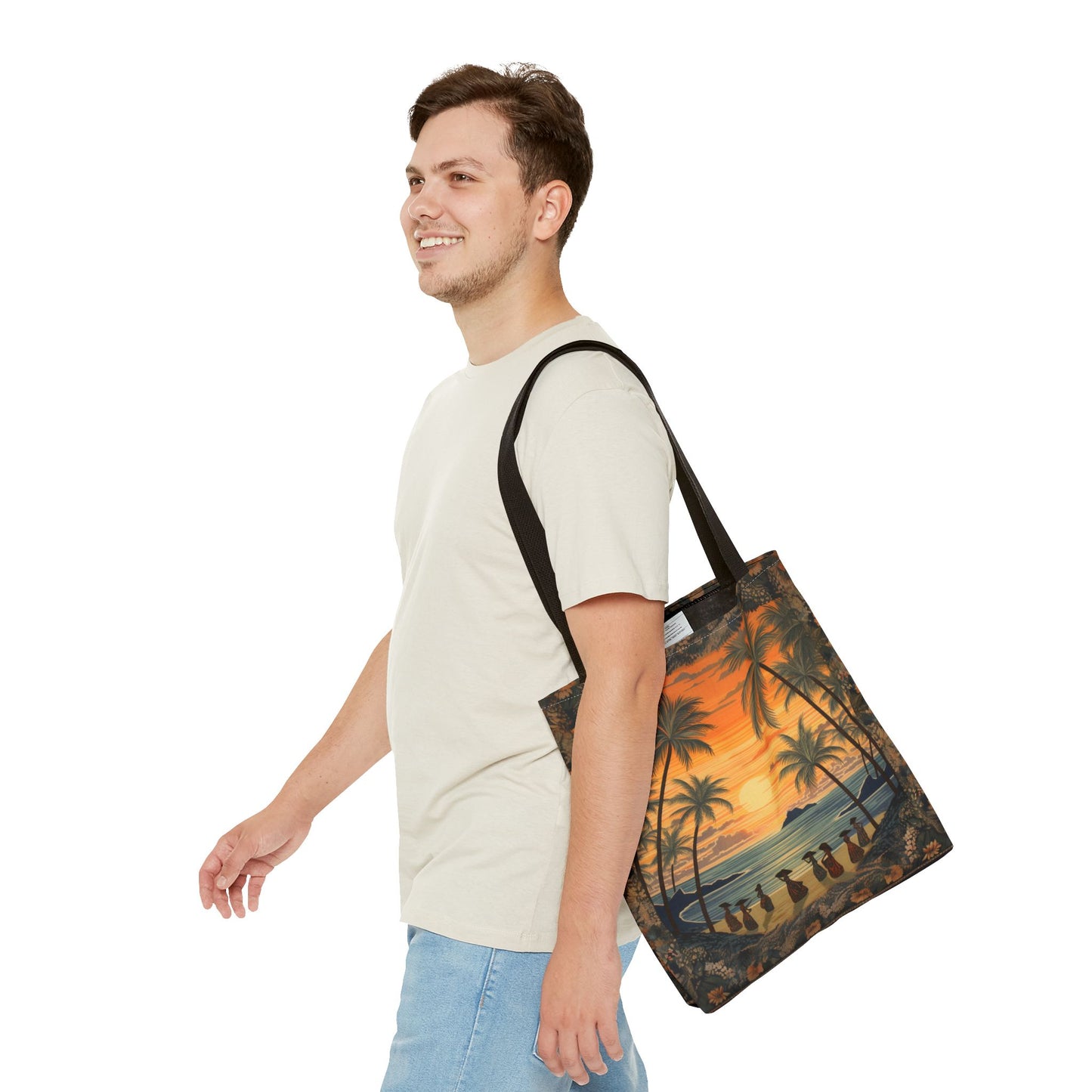 Hawaiian Sunset Tropical Beach Tote Bag, Vibrant Eco-Friendly Design