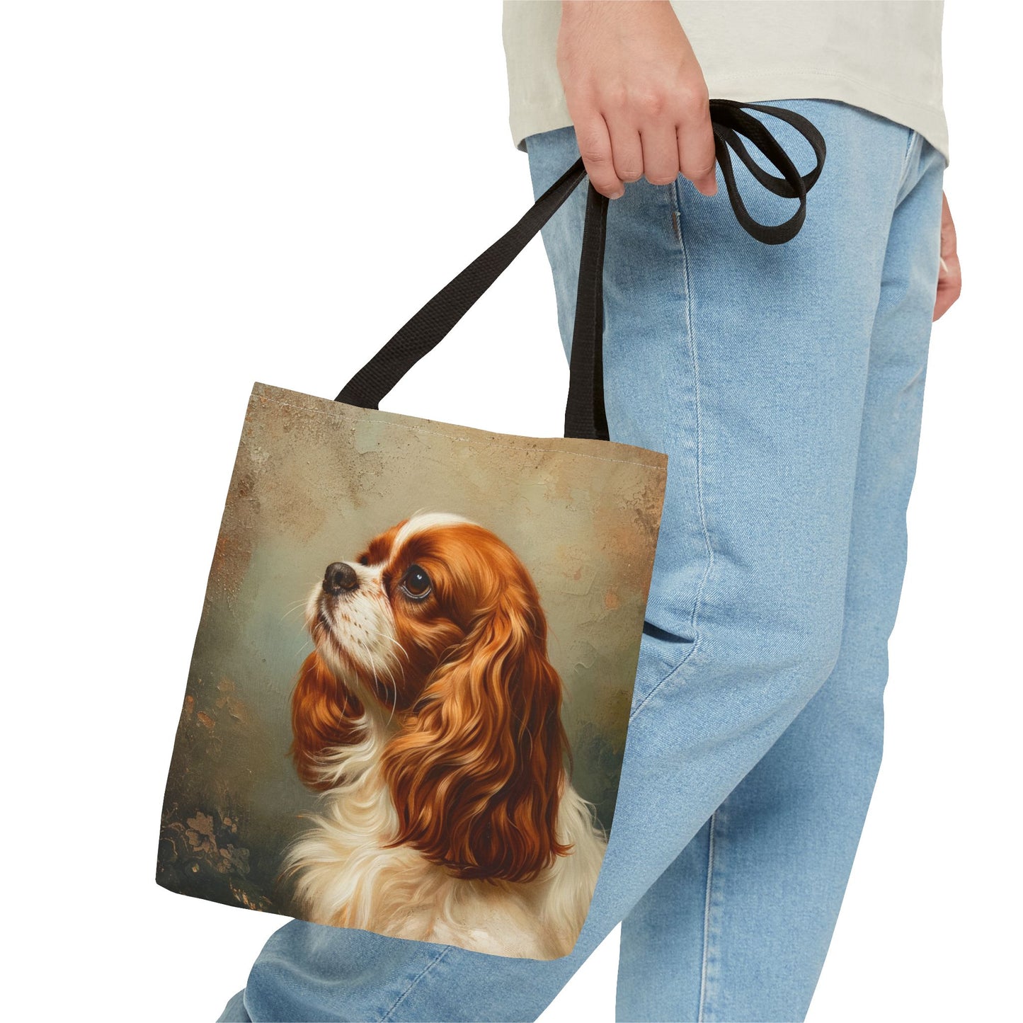 Cavalier King Charles Spaniel Artistic Canvas Tote Bag, Eco-Friendly Gift