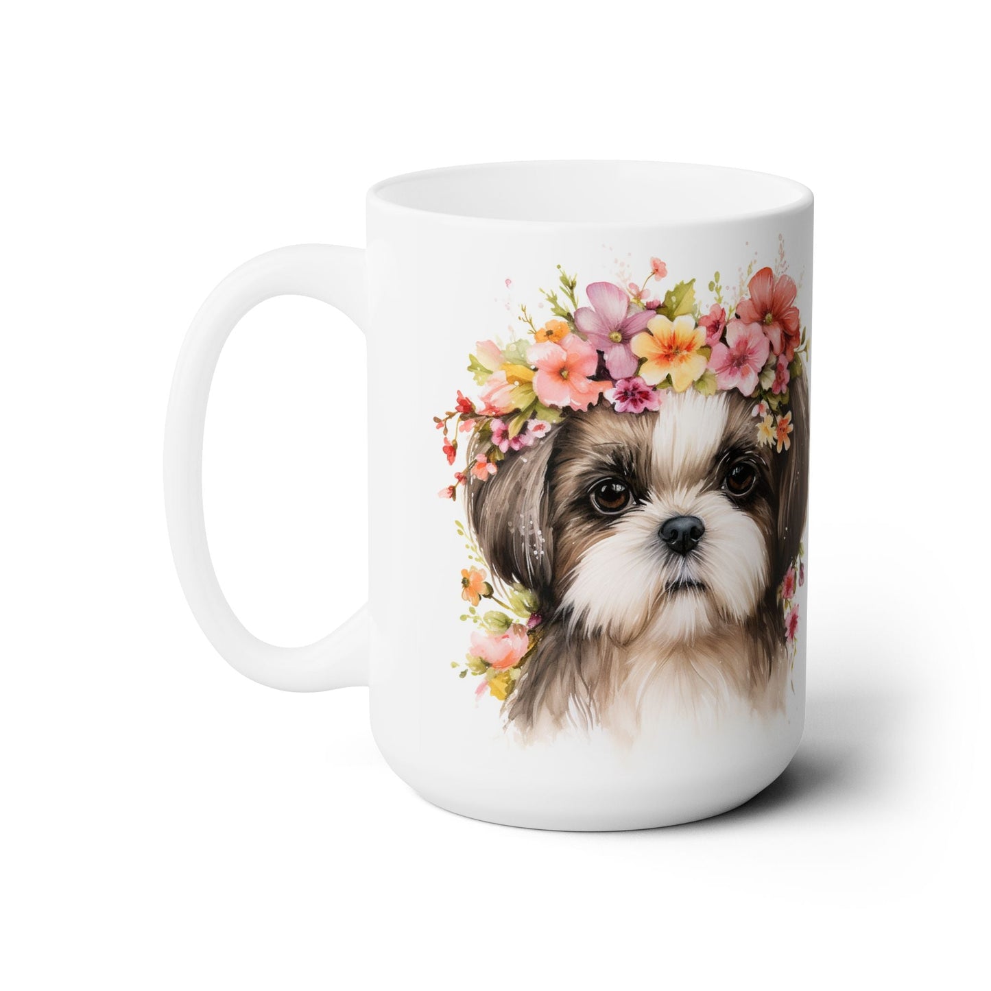 Shih Tzu Flower Crown Coffee Mug – Dog Mom Gift, Pet Lover Cup