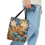 Vintage Floral Canvas Tote Bag, Elegant Eco-Friendly Shopping Bag