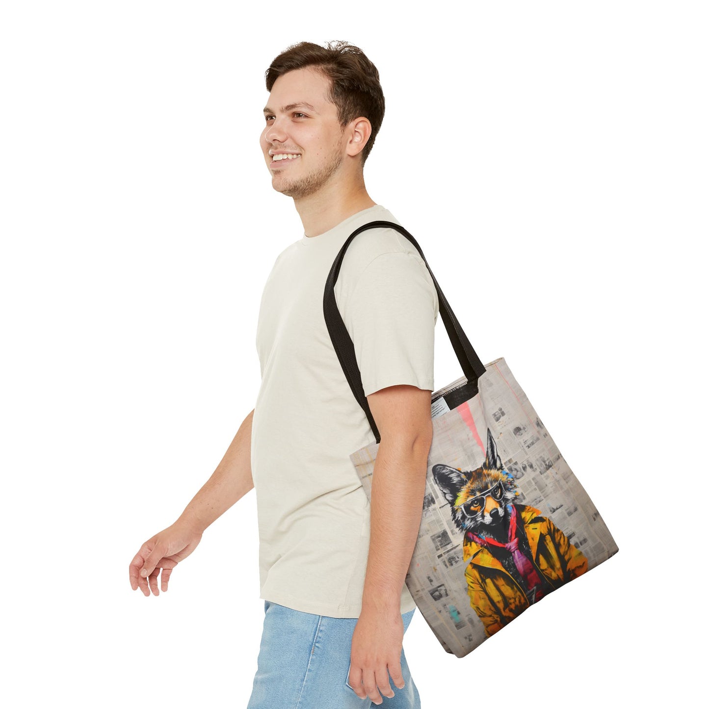 Urban Fox Canvas Tote Bag, Stylish Art Design for Eco-Friendly Shopping