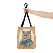 Elegant Exotic Shorthair Cat Tote Bag with Vintage Floral Design