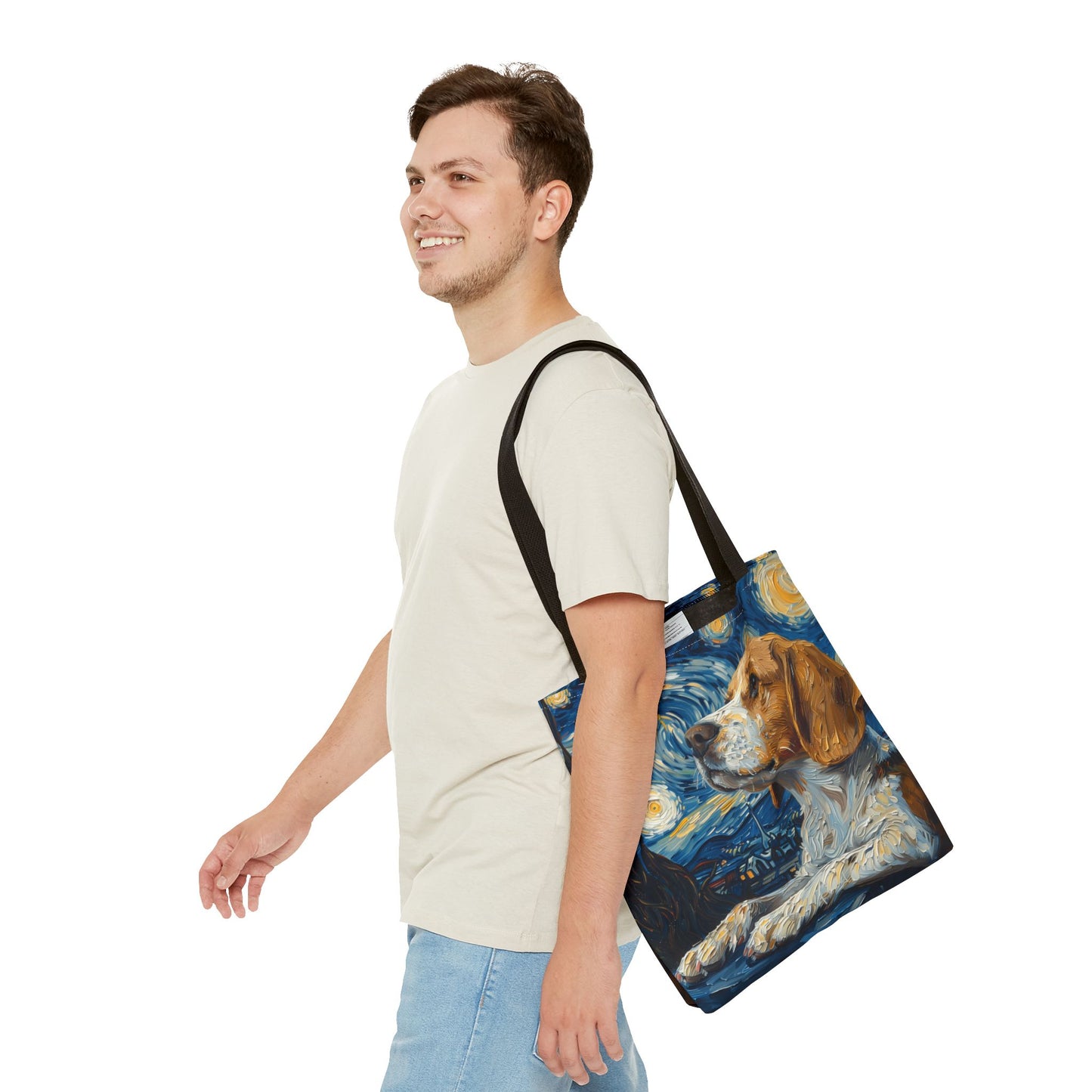 Starry Beagle Canvas Tote Bag - Artistic Eco-Friendly Shopping Companion