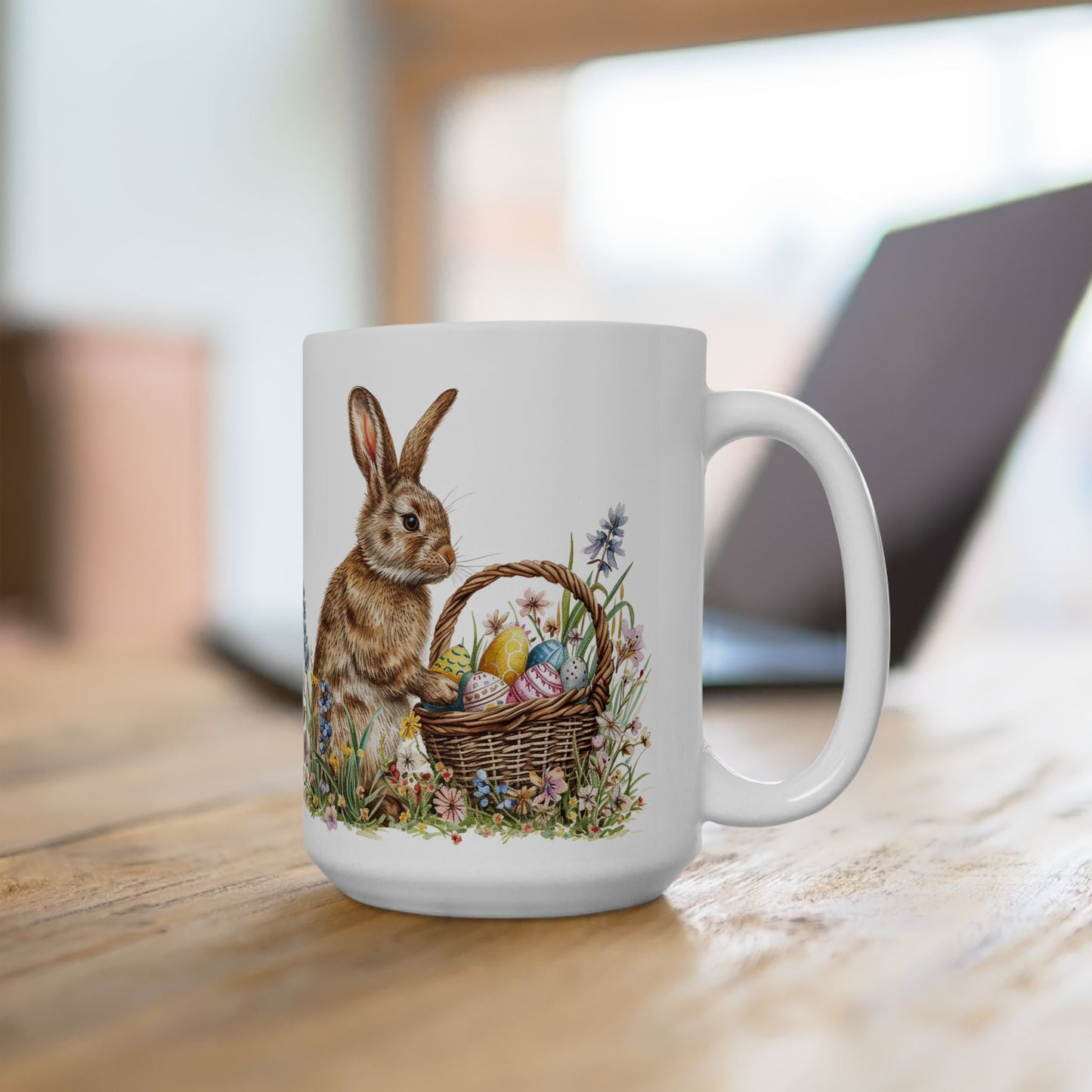 Easter Bunny and Spring Floral Coffee Mug