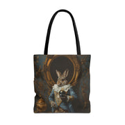 Baroque Bunny Art Tote Bag, Elegant Canvas for Market & Beach