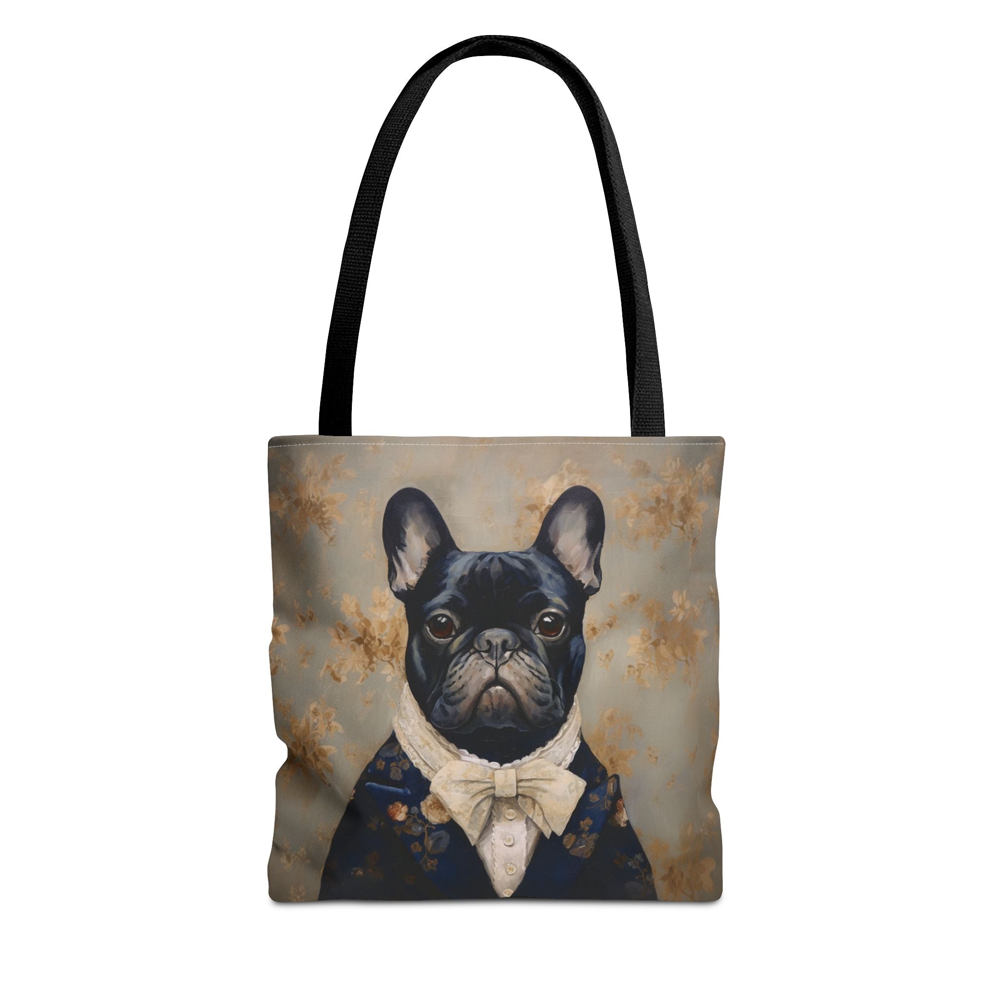 French Bulldog Aristocrat Tote Bag, Vintage Floral Eco Canvas for Dog Lovers