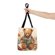 Whimsical Teddy Bear Reading Tote Bag, Eco-Friendly Gift for Readers