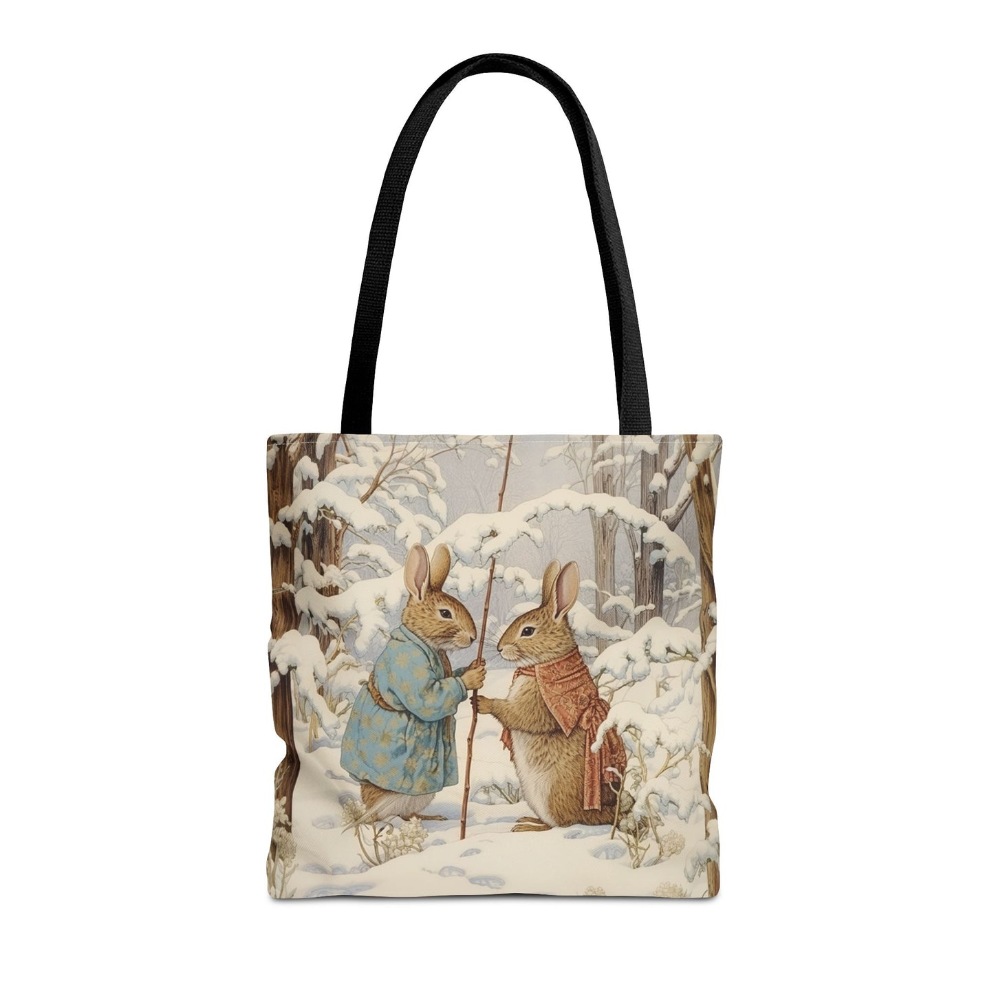 Winter Wonderland Rabbit Tote Bag, Eco-Friendly Canvas Gift