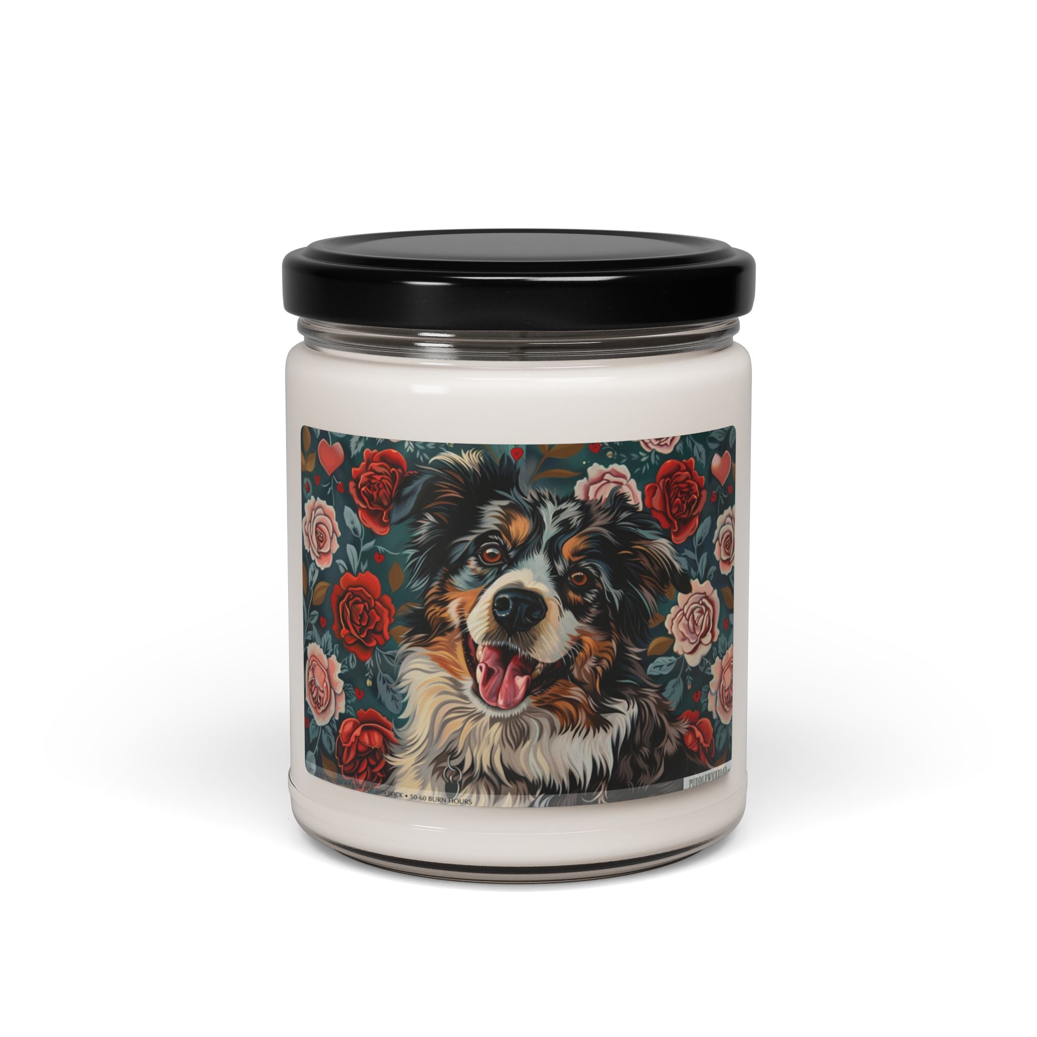 Australian Shepherd Rose-Pattern Candle, Dog Lover Gift