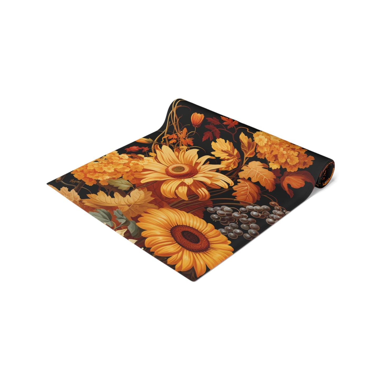 Sunflower Harvest Table Runner | Orange, Yellow, and Black Design (72" or 90")