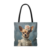 Elegant Chihuahua Canvas Tote Bag, Victorian-Inspired, Perfect Gift