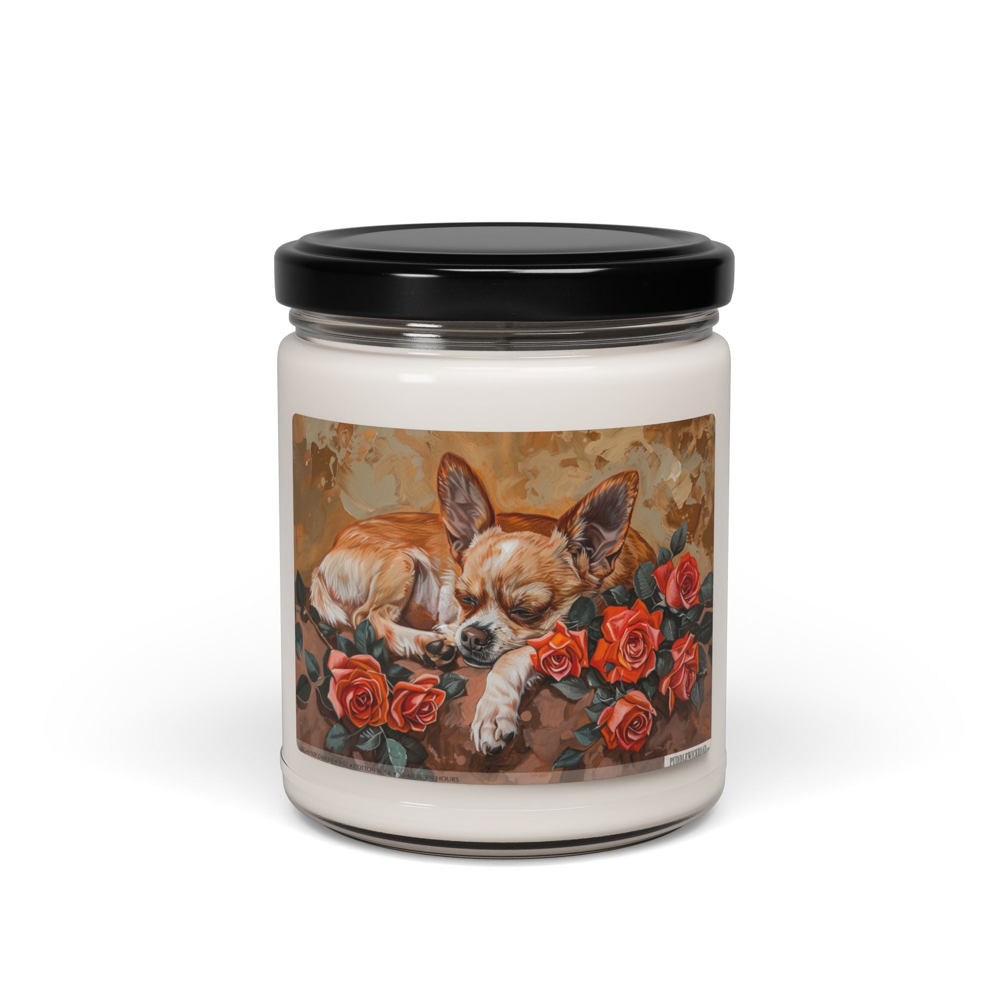 Sleeping Chihuahua Candle - Cozy Floral Pet Lover Gift