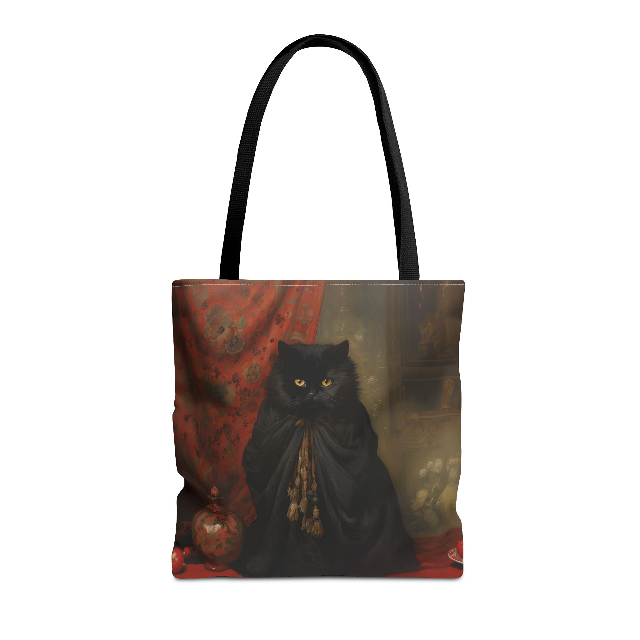 Regal Black Cat Tote Bag, Art-Inspired Canvas for Cat Lovers