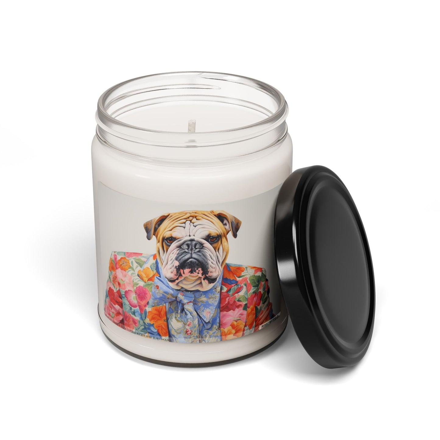 Charming Bulldog Candle – Vintage Floral Design, Dog Lover Gift