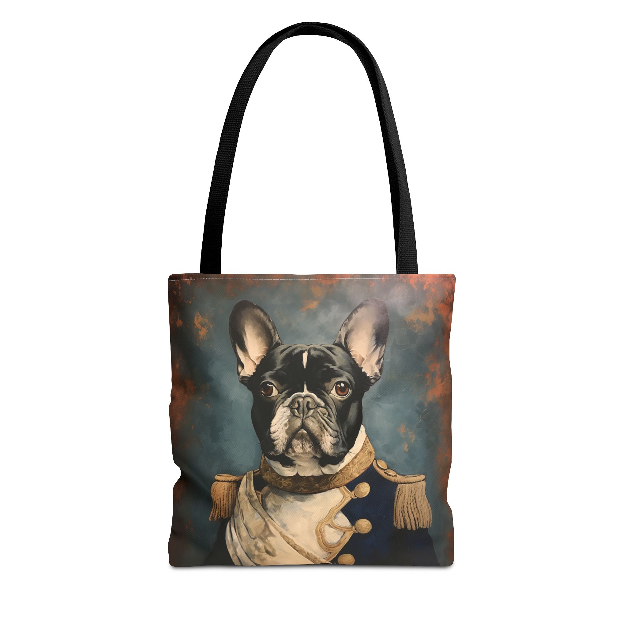 French Bulldog Commander Canvas Tote Bag, Regal Design for Dog Lovers