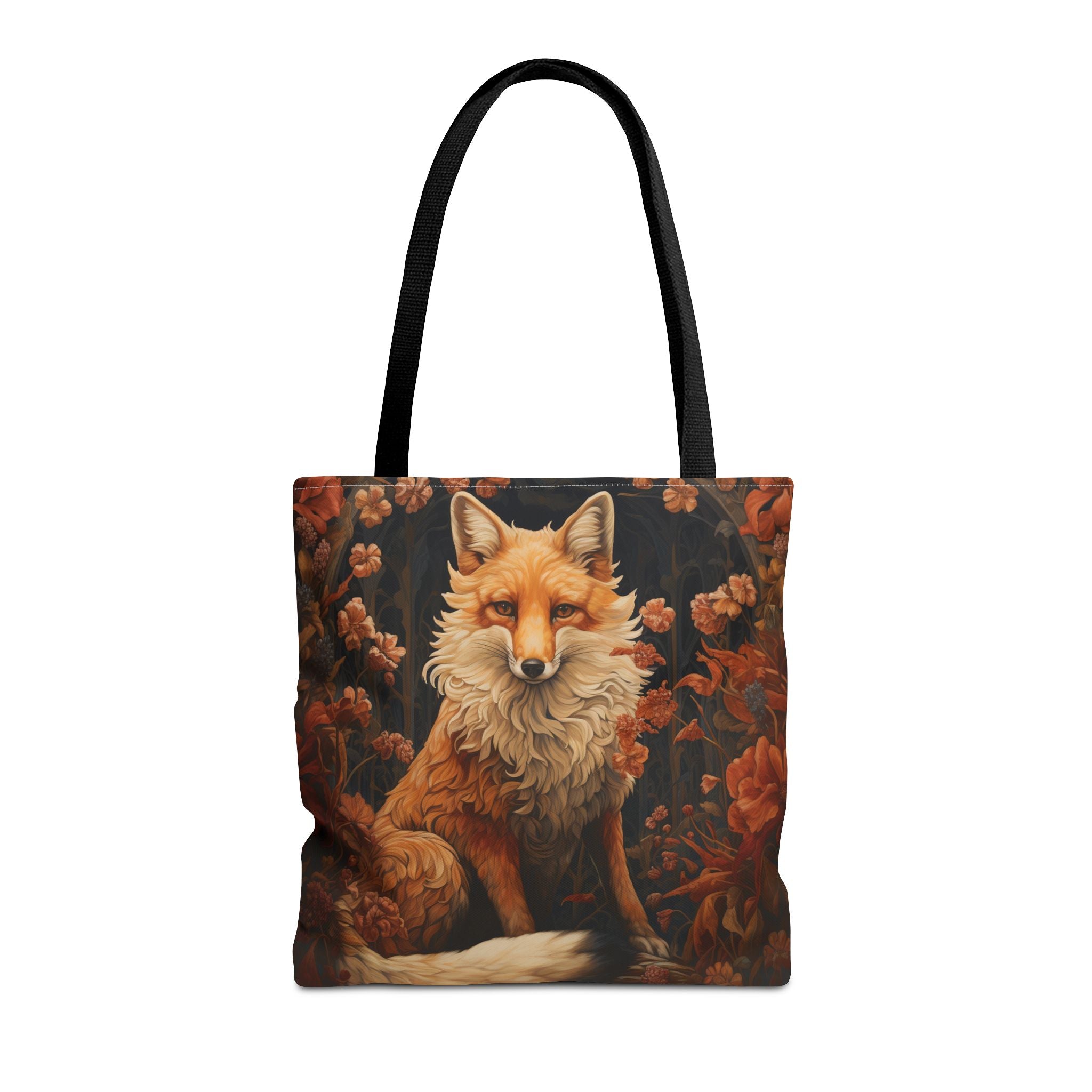 Fox Floral Elegance Tote Bag, Eco-Friendly Canvas Market Bag