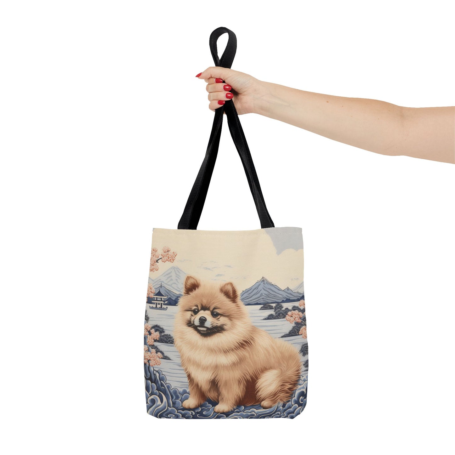 Pomeranian Bliss Tote Bag, Japanese Art Canvas Eco-Friendly Gift