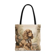 Elegant Cocker Spaniel Canvas Tote Bag, Floral Dog Lover's Gift