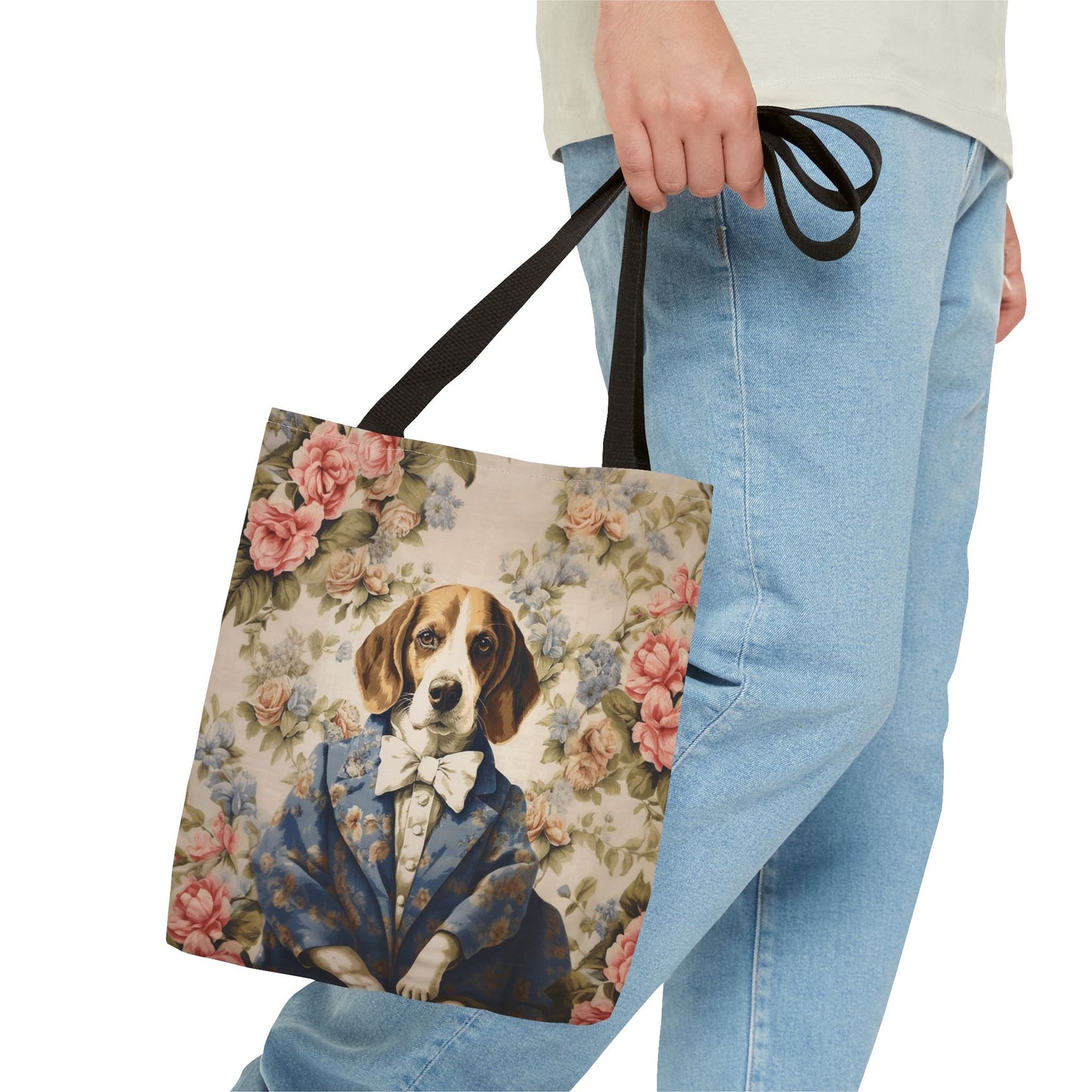 Beagle Blossom Tote Bag, Vintage Floral Dog Lover Gift, Eco-Friendly Bag