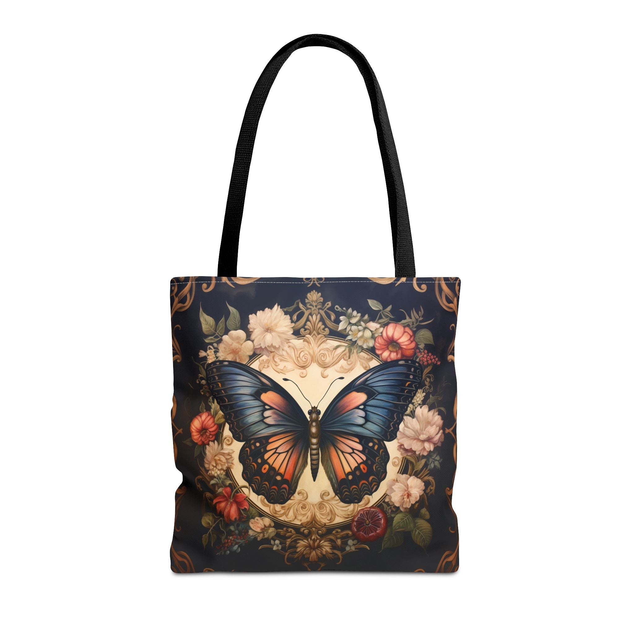 Whimsical Butterfly Floral Canvas Tote Bag, Eco-Friendly Reusable Design