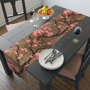 Cherry Blossom Table Runner | Pink and Brown Floral Décor (72" or 90")