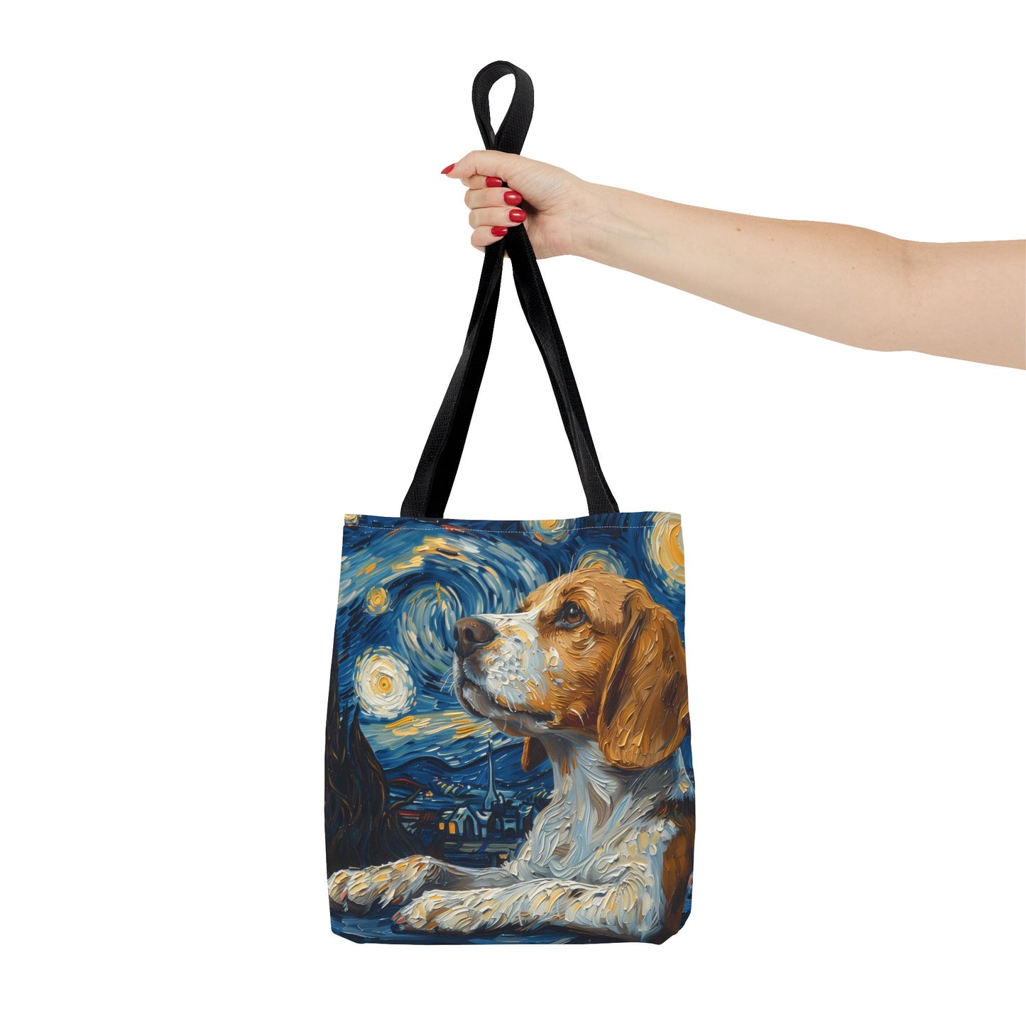 Starry Beagle Canvas Tote Bag - Artistic Eco-Friendly Shopping Companion