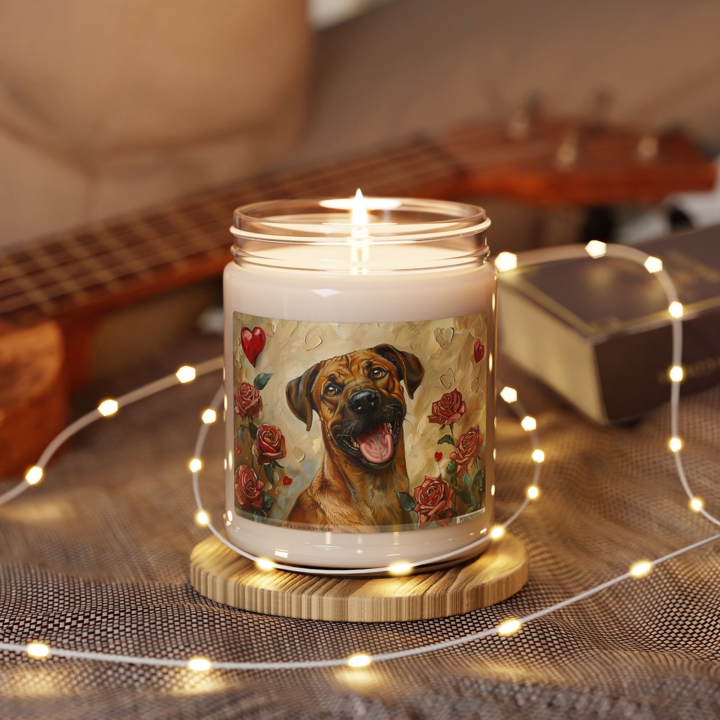 Rhodesian Ridgeback Candle with Roses – Pet Lover Gift