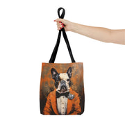 French Bulldog Formal Portrait Canvas Tote Bag, Stylish & Eco-Friendly Accessory