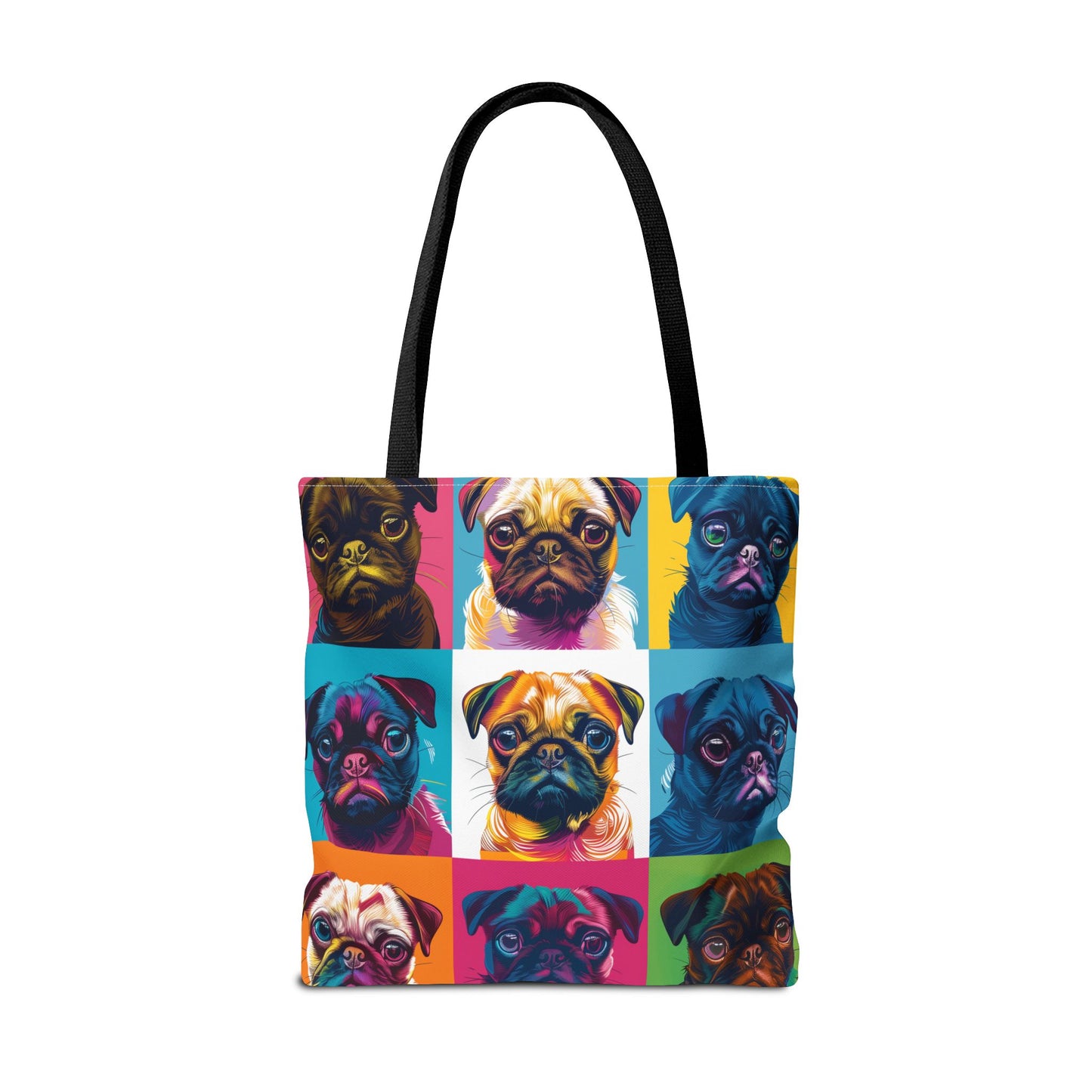 Pop Art Pug Canvas Tote Bag, Colorful Gift for Dog Lovers