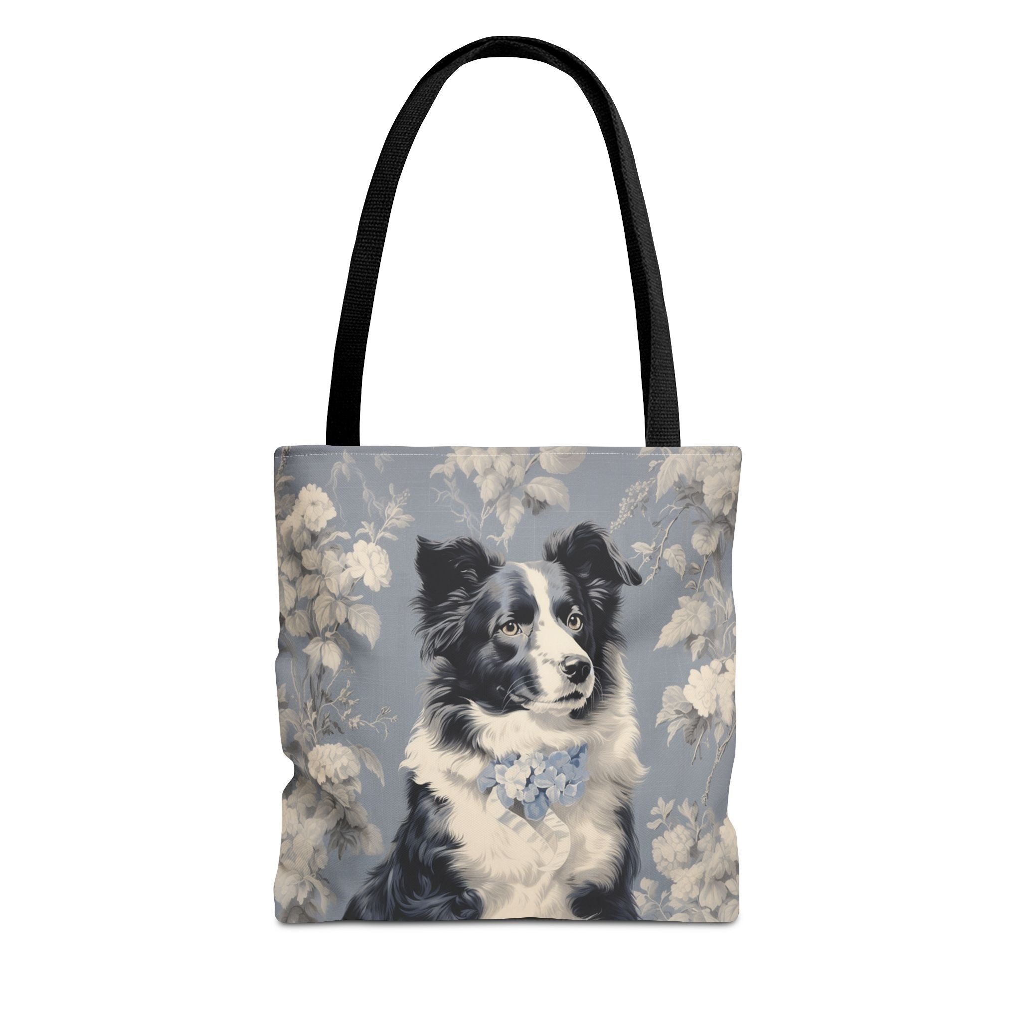 Border Collie Floral Elegance Tote Bag, Eco-Friendly Canvas Market Bag